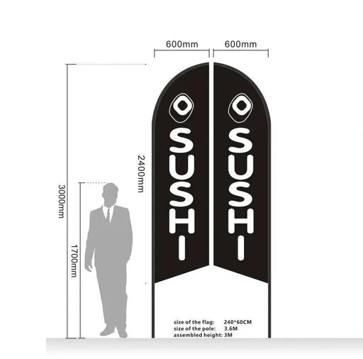 'SUSHI' 3.4m Ground Drill/SET Commercial Feather Banner Flag – view 1