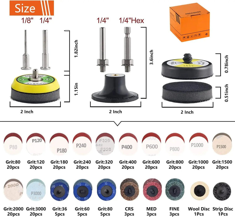 salelink.co.nz Unbranded 270PCS Sanding Discs Pad Variety Kit 270 Pcs Sanding Discs Kit 2 Inch Backer Plate