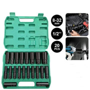 salelink.co.nz Unbranded 20PCS 1/2" Socket Set 8-32MM 20Pcs One Half Inch Socket Set 8 32mm Tools Pro