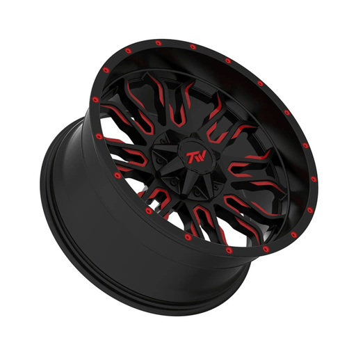 Magwarehouse.com Wheel TW Flame Gloss Black with Red Milled Accents TW Flame T8 Gloss Black Wheel 20x10 With Red Spokes