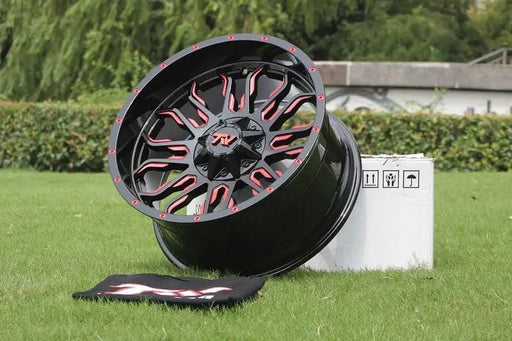 Magwarehouse.com Wheel TW Flame Gloss Black with Red Milled Accents TW Flame T8 Gloss Black Wheel 20x10 With Red Spokes