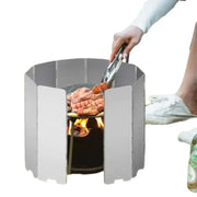 Tall Aluminium Stove Windscreen – Foldable Gas Burner Shield – view 1