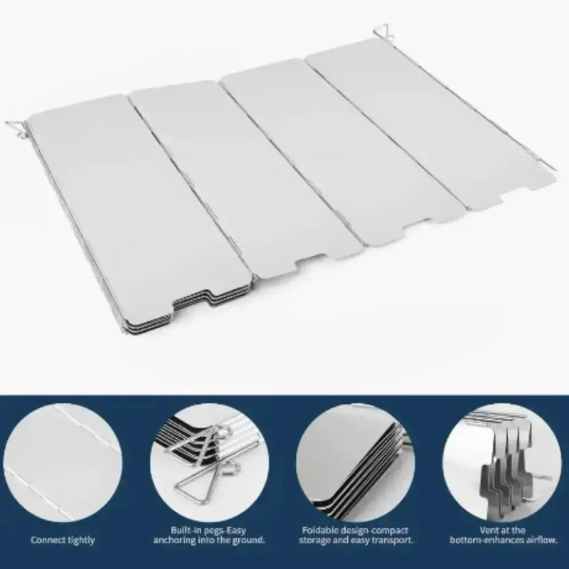 Tall Aluminium Stove Windscreen – Foldable Gas Burner Shield – view 6