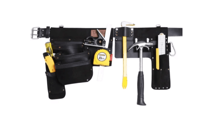 Taurus Leather Heavy Duty Hipster Split Apron RH Black For Tradespeople With Quick Tool Access