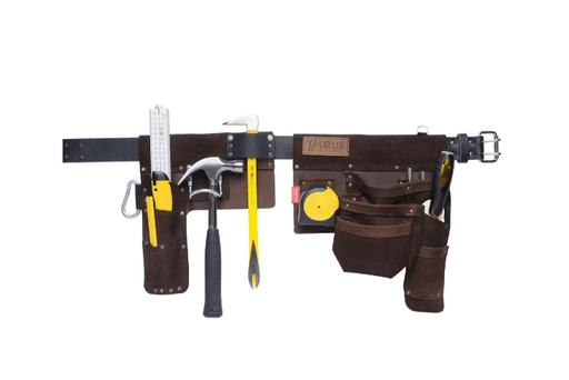 Taurus Leather Heavy Duty Hipster Split Apron LH Brown for Carpenters Electricians Builders Durable Tool Belt