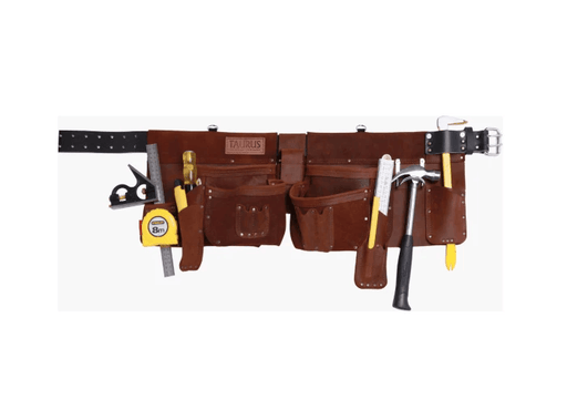 Taurus Leather Heavy Duty Yankee Apron LH Brown for Professionals with Repositionable Pockets