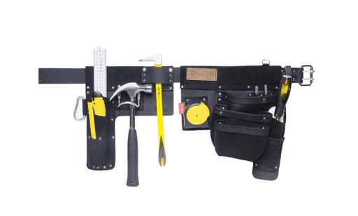 Taurus Leather Heavy Duty Hipster Split Apron LH Black For Tradesmen Pro With Hip Level Pockets