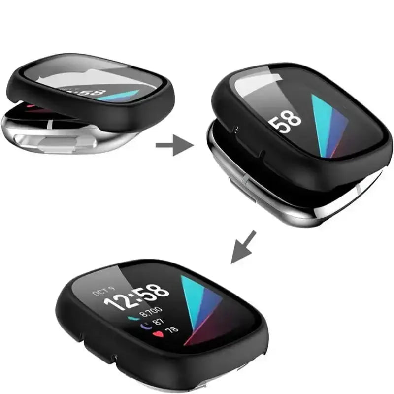 Habicare TWS Tempered Glass Case for the Fitbit Sense Tempered Glass Case for the Fitbit Sense