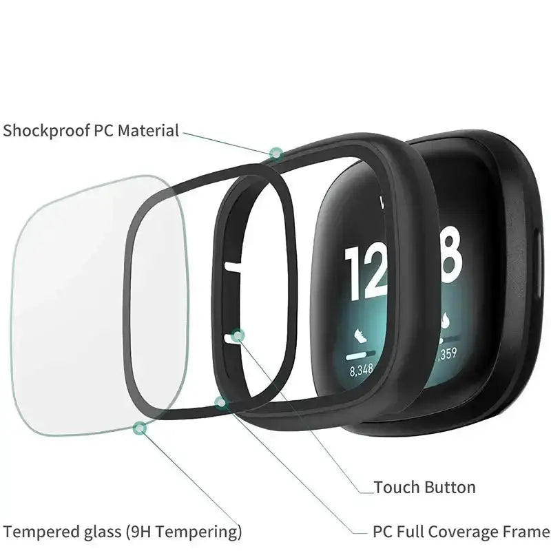Habicare TWS Tempered Glass Case for the Fitbit Sense Tempered Glass Case for the Fitbit Sense