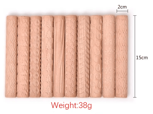 Textured Roller for Clay Pottery - Wood Embossed Rod Clay Pottery Sculpture Tools – view 2