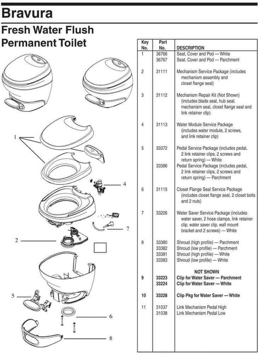 Thetford Bravura High Permanent RV Toilet With Foot Pedal Flush For Campers And Tight Spaces – view 3
