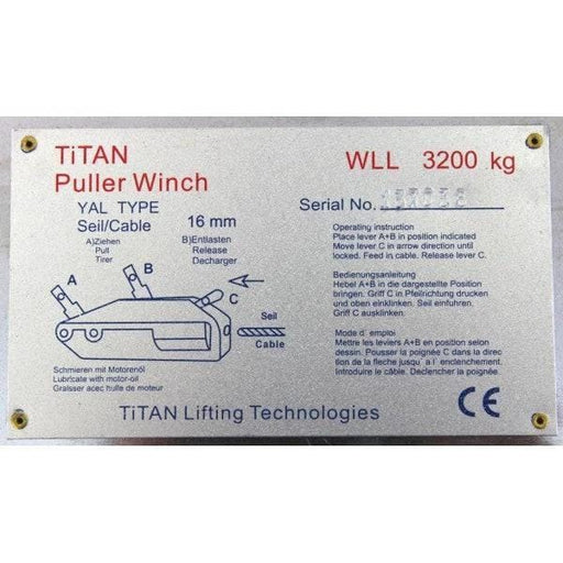 Titan AMG Winch 3.2T Lift and 5.2T Pull 20m Cable Compact Heavy Duty Winch for Industrial Use – view 2