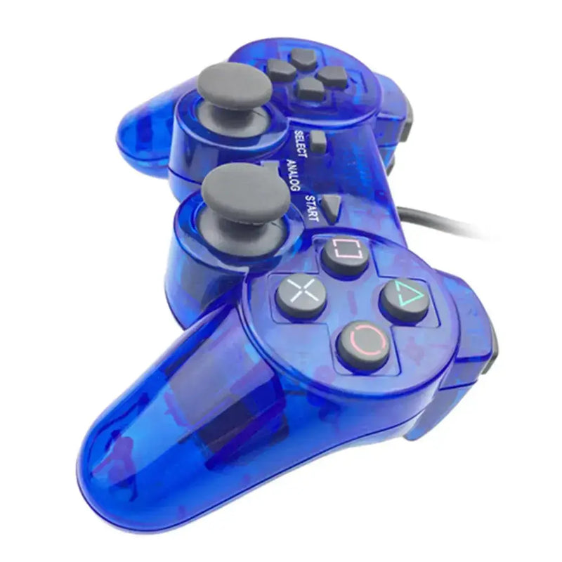 Transparent Blue PS2 Wired Controller – Dual Vibration (different colours available) – view 2