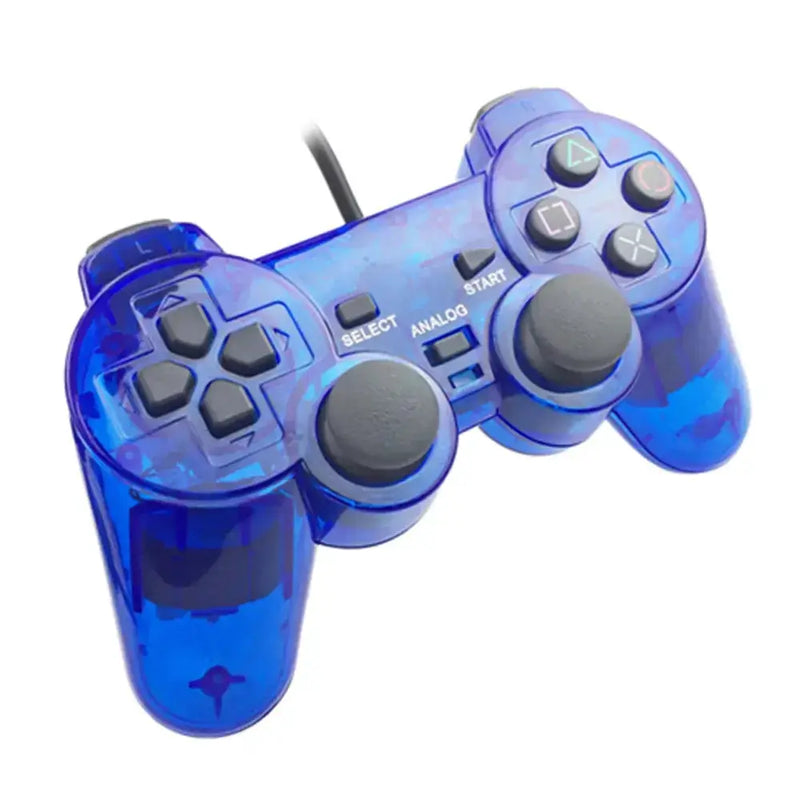 Transparent Blue PS2 Wired Controller – Dual Vibration (different colours available) – view 5