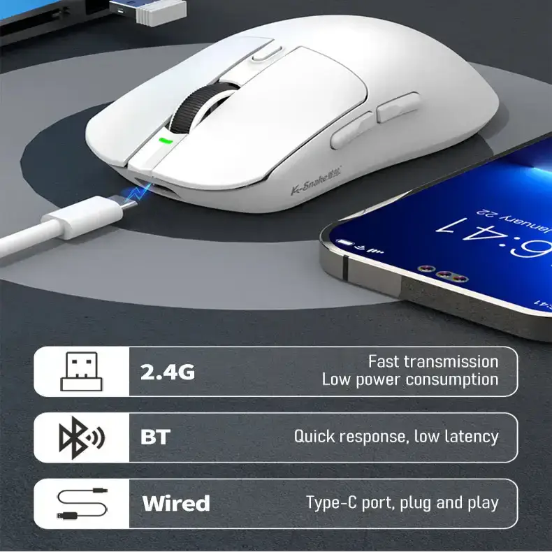 Tri-Mode Gaming Mouse – 12000 DPI (available in Black & White) – view 10
