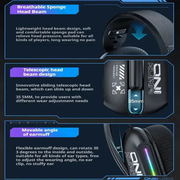 Tri-Mode RGB Gaming Headset – 2.4G Wireless & Wired, Long Life – view 9