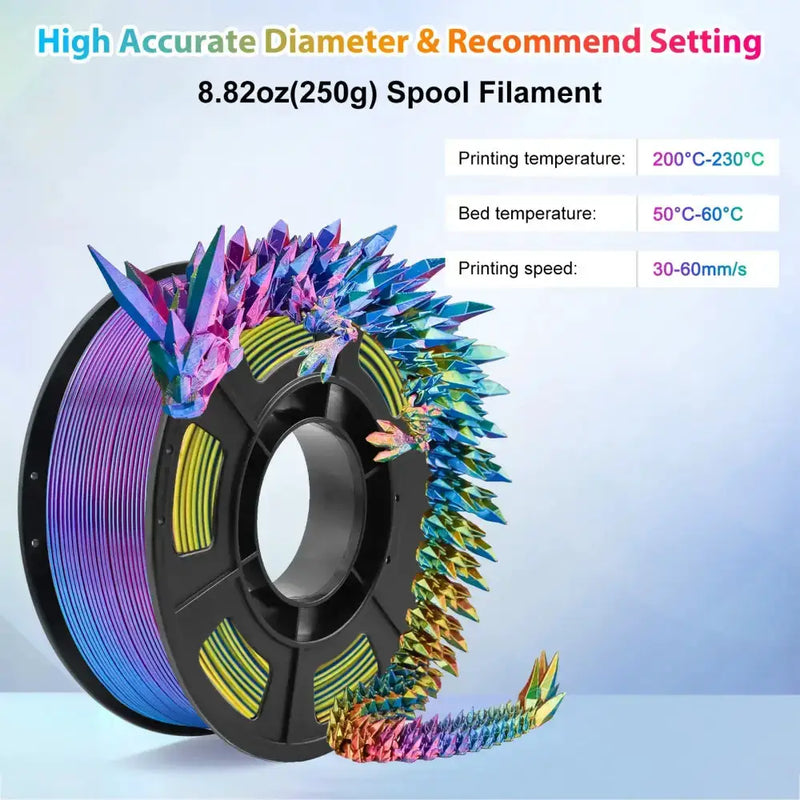 Habicare SS Tricolour Silk PLA 3D Printer Filament 1.75mm (250g) Tricolour Silk PLA 3D Printer Filament 1.75mm (250g)
