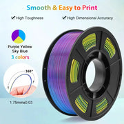 Habicare SS Tricolour Silk PLA 3D Printer Filament 1.75mm (250g) Tricolour Silk PLA 3D Printer Filament 1.75mm (250g)