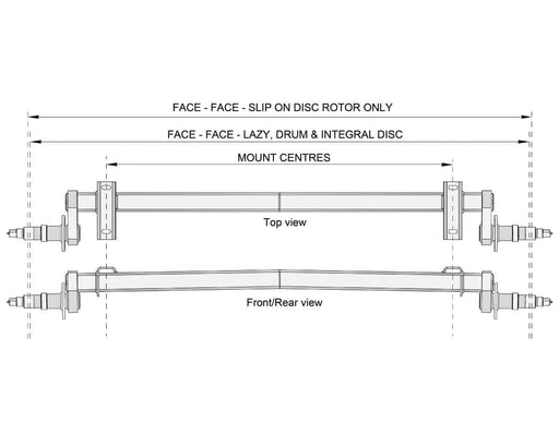 Trojan Duratorque 2200kg Trailer Axle For 12in Electric Hub Heavy Duty Independent Suspension – view 2