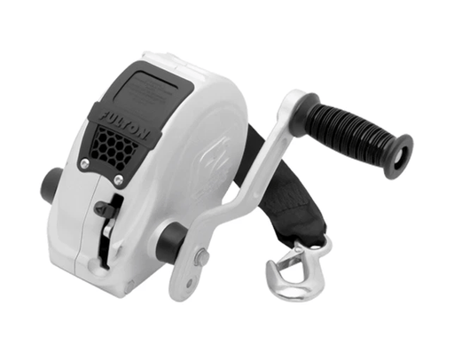 Fulton F2 Winch 1600lb Two Speed With Strap Black Sharkskin Finish Aluminum Frame Heavy Duty Boat Trailer