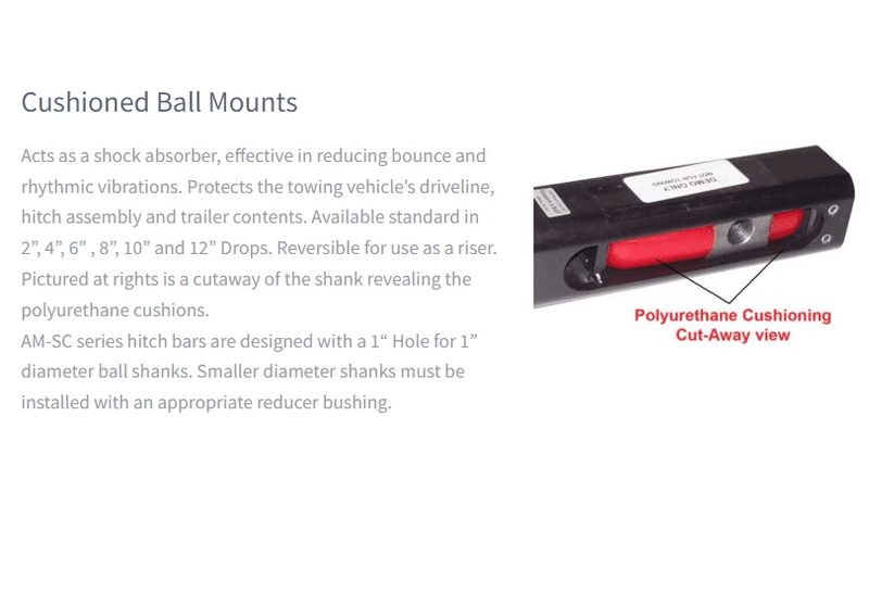 Trojan Tow Ball Mounts Hitch Cush Ballmnt 2" 4" Drop 10k lbsGVW Trojan Hitch Cush Ball Mount 2in 4in Drop