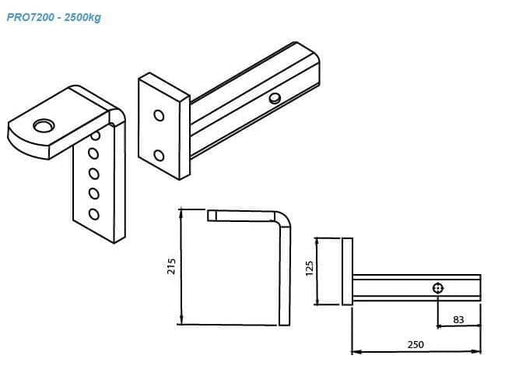 Trojan Trailer Ball Mount 2500kg Secure Hitch for Caravans – view 1