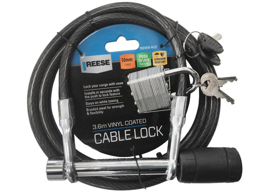 Trojan Hitch Pin Lock And Cable For Secure Cargo On Trailers And Caravans With Vinyl Coated 10mm Cable – view 2