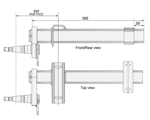 Trojan Duratorque Half Beam Left Axle 1500kg Per Pair For Trailers Heavy Duty Braked Or Non Braked – view 2