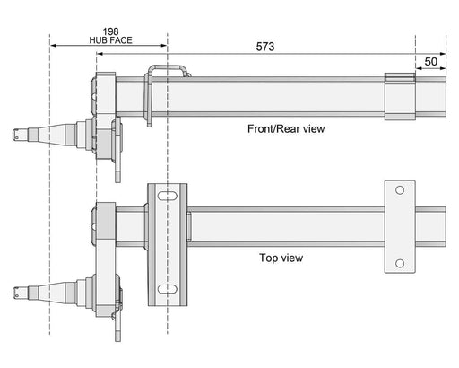 Trojan Half-Beam Duratorque Left 1750kg Pair For Heavy-Duty Trailers With 225mm Retro Hub – view 2