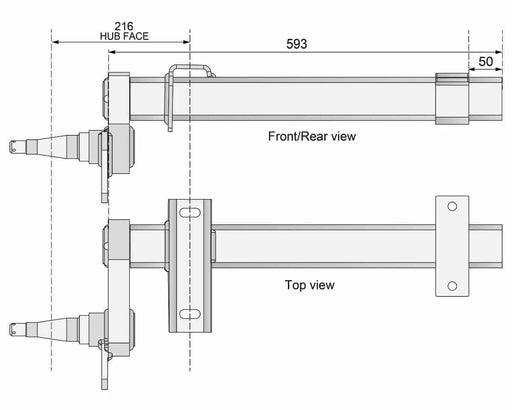 Trojan Duratorque Half Beam Left 1750kg Pair Heavy Duty Braked or Non Braked Compatible for Industrial Trailers – view 2