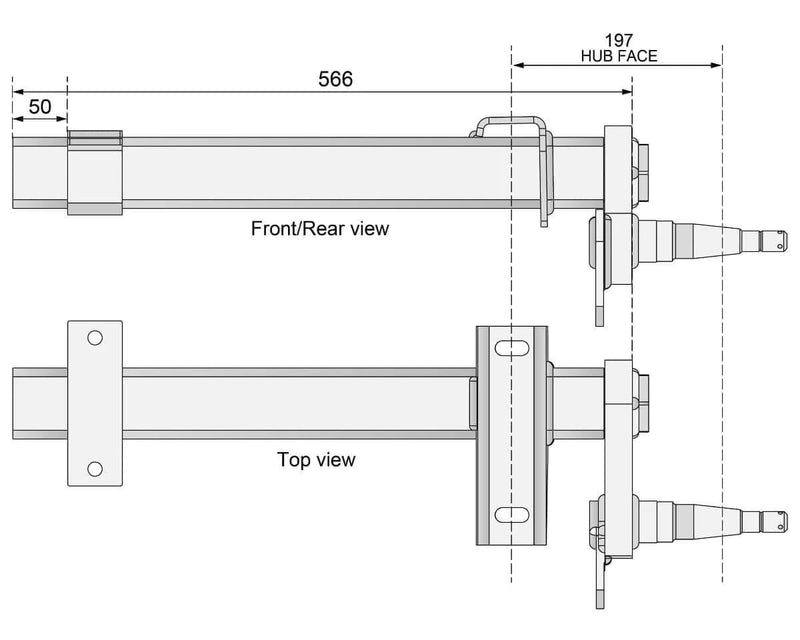 Trojan Duratorque Half Beam Right Axle Pair 1000kg Heavy Duty Trailer Component For Retro Projects – view 2
