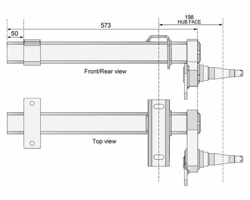 Trojan Duratorque Half Beam Right 875kg Each For Retro Hubs Heavy-Duty Trailer Axle Torque – view 2