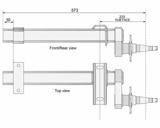 Trojan Duratorque Half Beam Right 1750kg Per Pair 10 Inch Drum Heavy Duty Trailer Axle Component – view 2