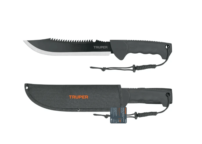 Truper Machette Bush Knife 250mm TPR Handle Rugged Ergonomic Grip With Sheath For Camping