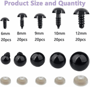 salelink.co.nz Unbranded 100Pcs Plastic Toy Screw Eyes Kit for Doll 100 Piece Plastic Screw Eyes Kit For Dolls And Bears