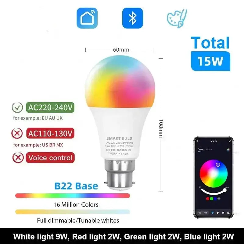 Habicare Smart LED Bulb 15W/18W E27/B22, Dimmable Smart LED Bulb 15W/18W E27/B22, Dimmable