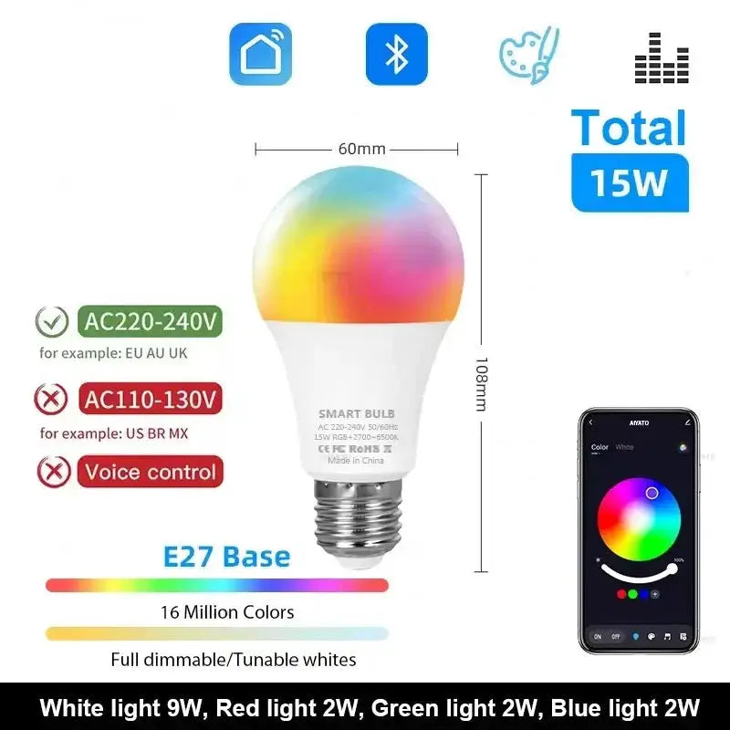 Habicare Smart LED Bulb 15W/18W E27/B22, Dimmable Smart LED Bulb 15W/18W E27/B22, Dimmable