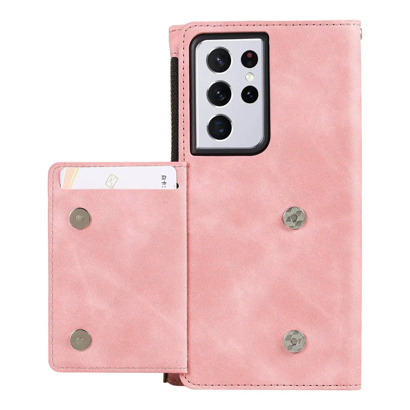 salelink.co.nz Unbranded Samsung S21 Ultra Case Pink Samsung S21 Ultra Dual Layer Wallet Case