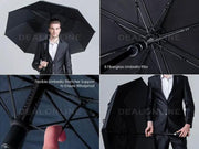 Black Double-Canopy Umbrella Windproof 150CM Large Auto-Open +Cover – view 5