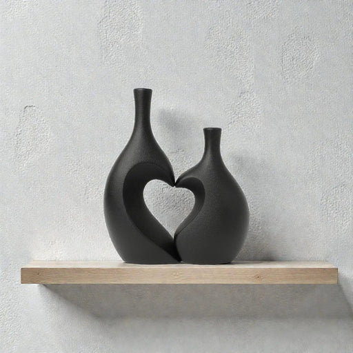Frankly Cotton Heart Unity White Ceramic Vase Pair – view 2