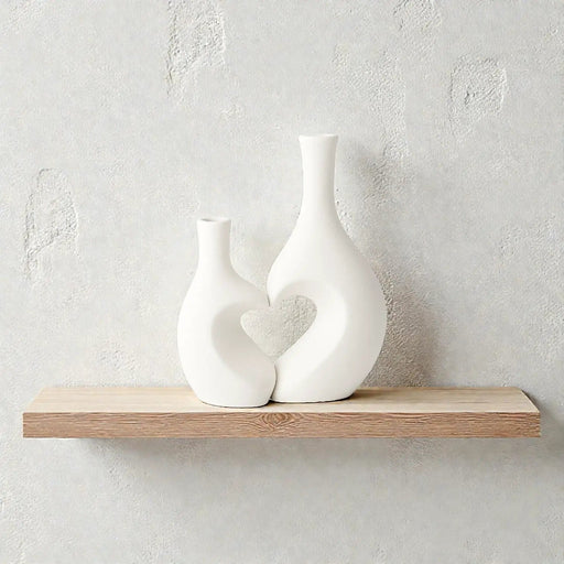 Frankly Cotton Heart Unity White Ceramic Vase Pair – view 1