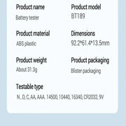 Universal Battery Tester for AA/AAA/C/D/9V/1.5V/3V (2 colours available) – view 9