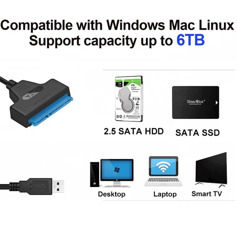 techplus USB 3.0 to SATA Adapter Cable 2.5 Inch 5Gbps 22 Pin USB 3.0 to SATA Adapter Cable 2.5 Inch 5Gbps 22 Pin | NZ