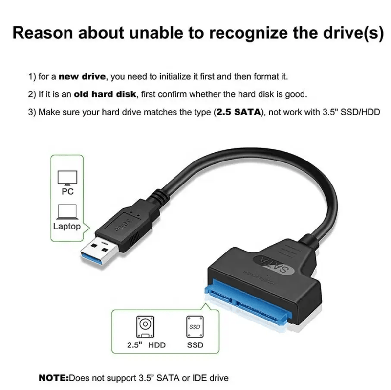 techplus USB 3.0 to SATA Adapter Cable 2.5 Inch 5Gbps 22 Pin USB 3.0 to SATA Adapter Cable 2.5 Inch 5Gbps 22 Pin | NZ