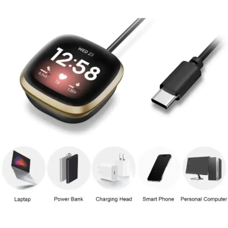 Charger Dock for Fitbit Versa 3/4 & Sense 1/2 (USB & Type C) – view 2