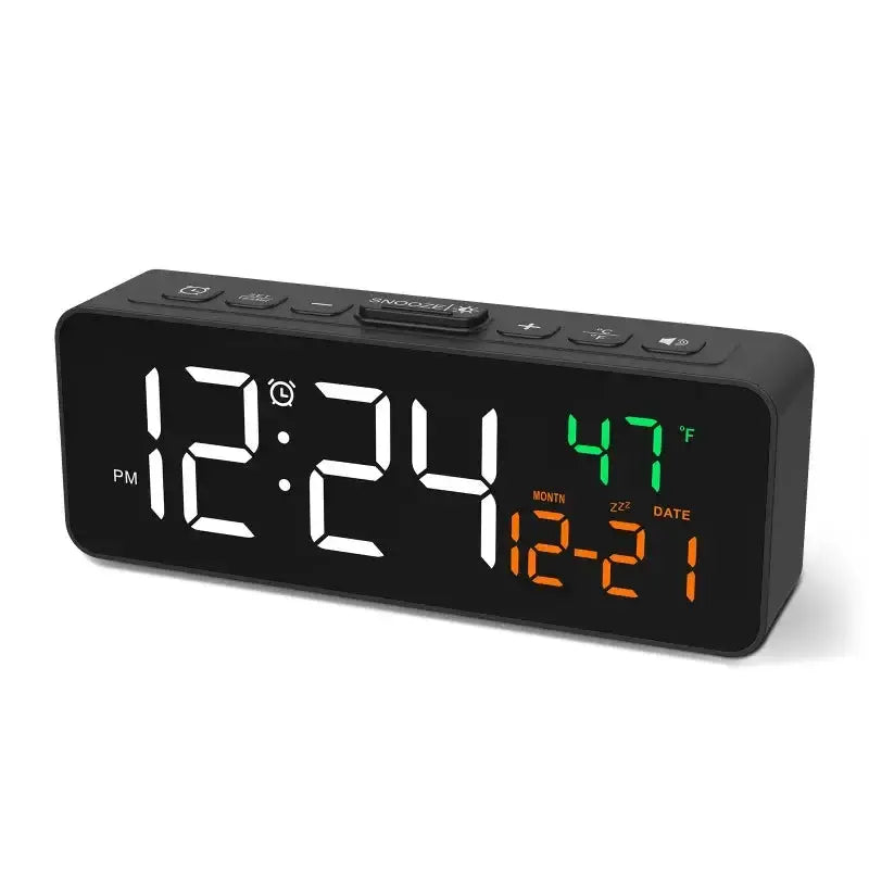 USB Digital Alarm Clock – TEMP & Date Display with 5-Level Brightness – view 1