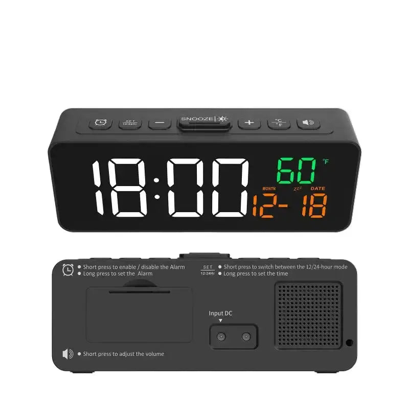 USB Digital Alarm Clock – TEMP & Date Display with 5-Level Brightness – view 9