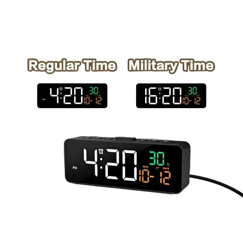 USB Digital Alarm Clock – TEMP & Date Display with 5-Level Brightness – view 10