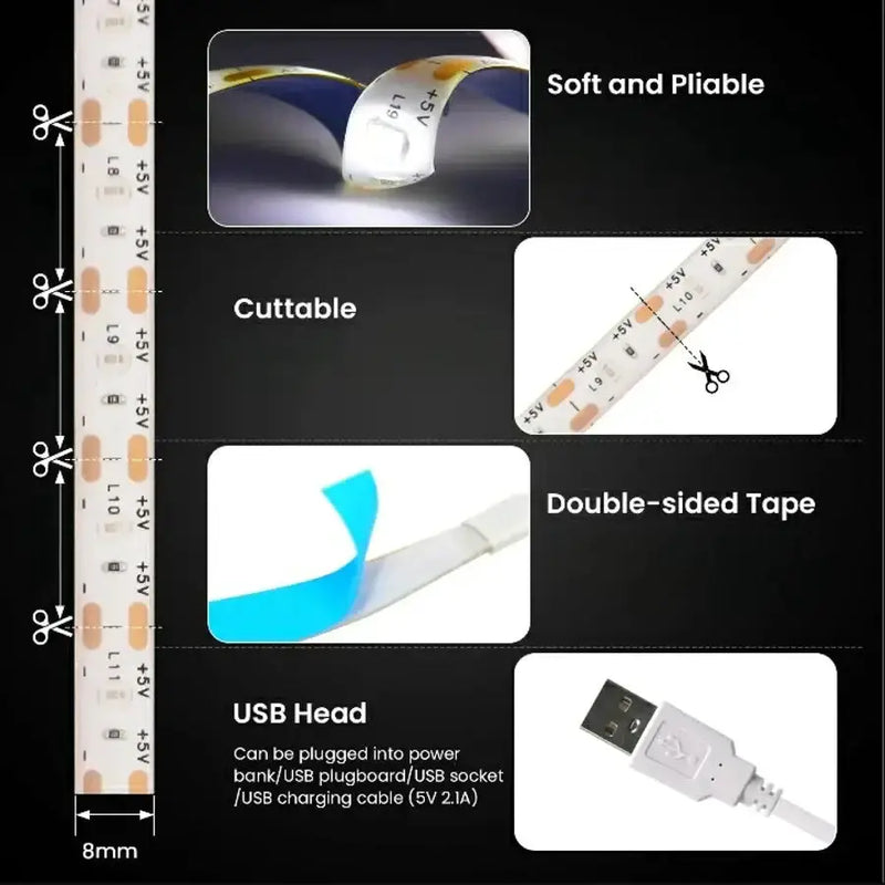Habicare HBC USB LED Strip Light (multiple options available) USB LED Strip Lights for TV & Home Decor