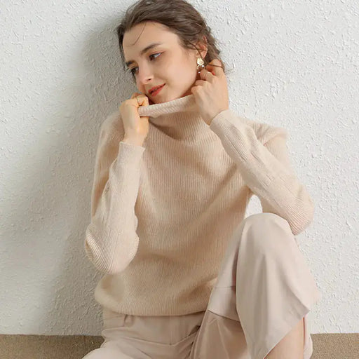 Women's 100% Merino Wool Turtleneck Sweater - Slim Fit, High Neck | Autumn Winter Layering – view 1